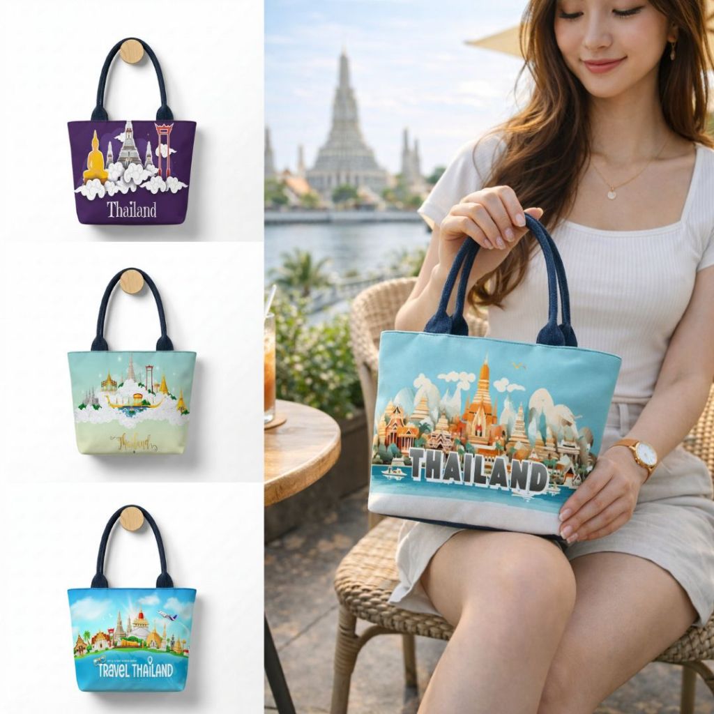 [BEST SELLER] Tas Kanvas Souvenir Tote Bag Tenteng | Tas Hampers Kecil Motif Thailand Oleh Oleh