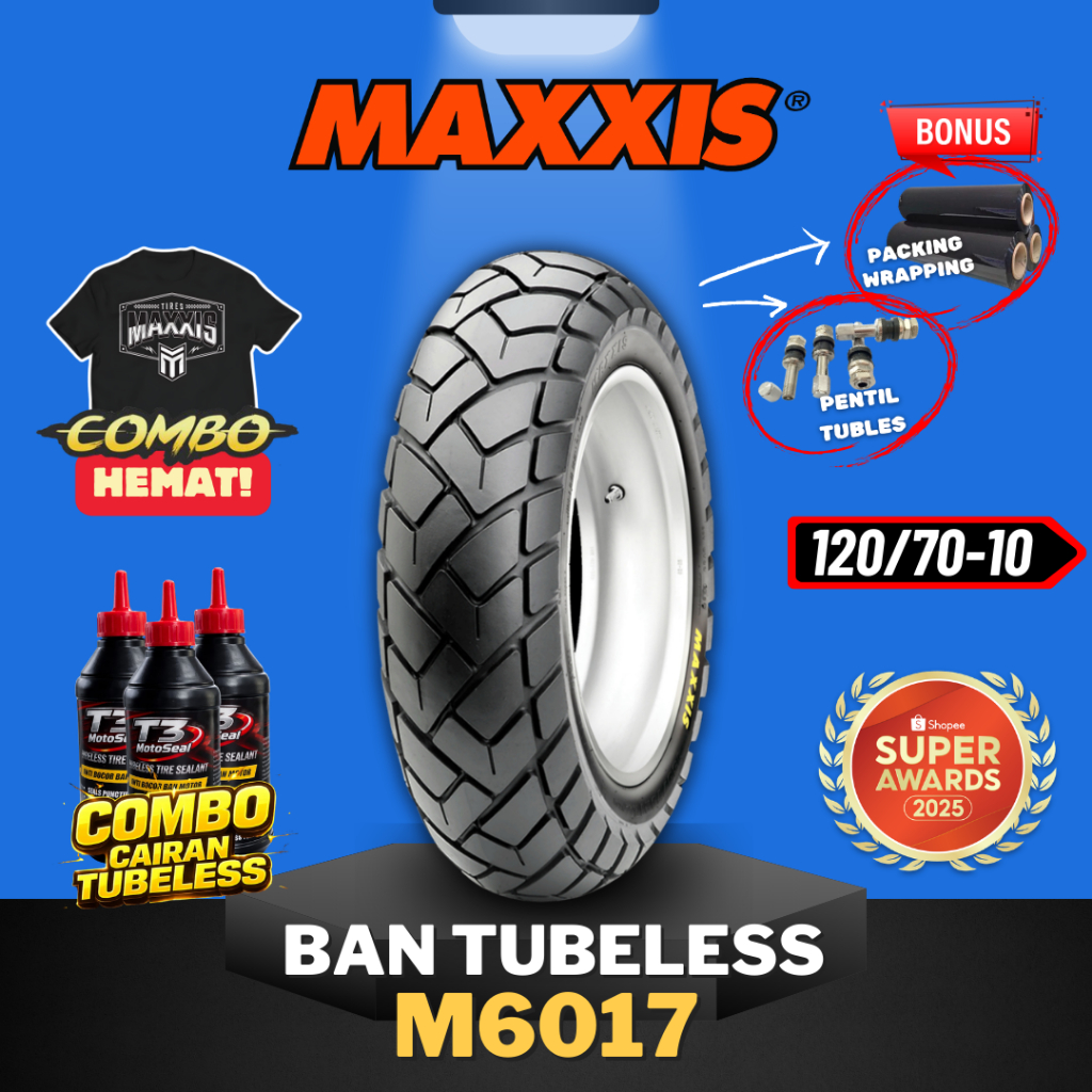 [READY COD] BAN MAXXIS M6017 RING 10 TUBELESS 120/70-10 / BAN MOTOR RING 11 MAXXIS / BAN MAXXIS VESP