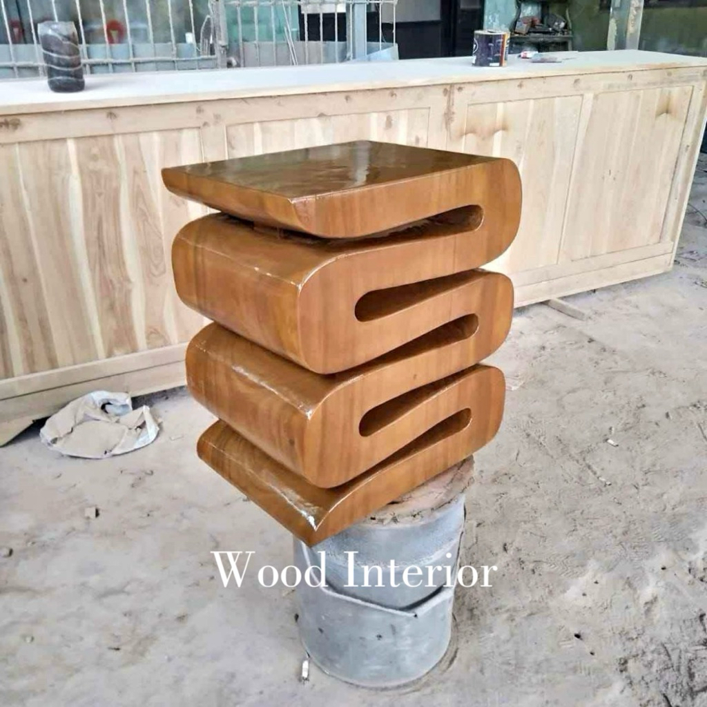 stool cacing kayu trembesi | kursi stool minimalis | bangku stool kayu suar