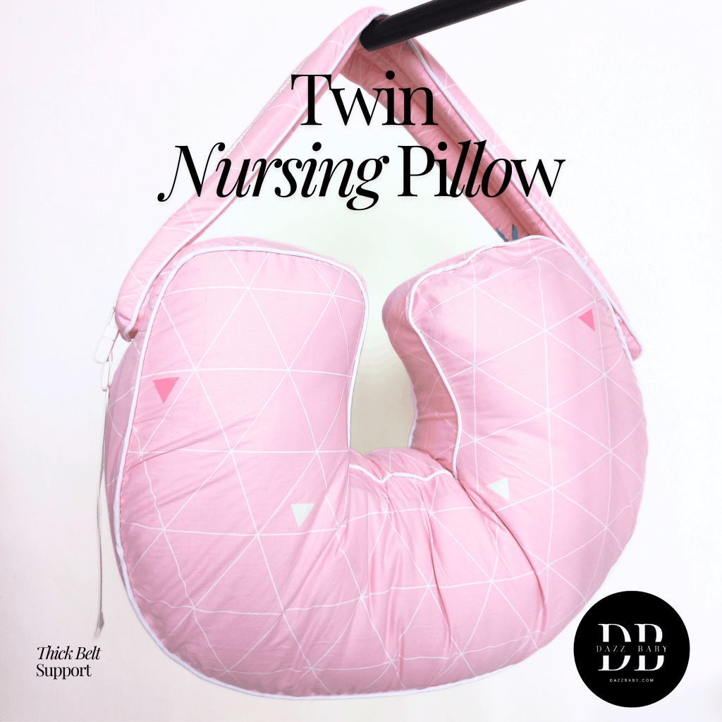Bantal Menyusui Kembar / Nursing Pillow Twin Katun Motif Pink Triangle Dazz Baby