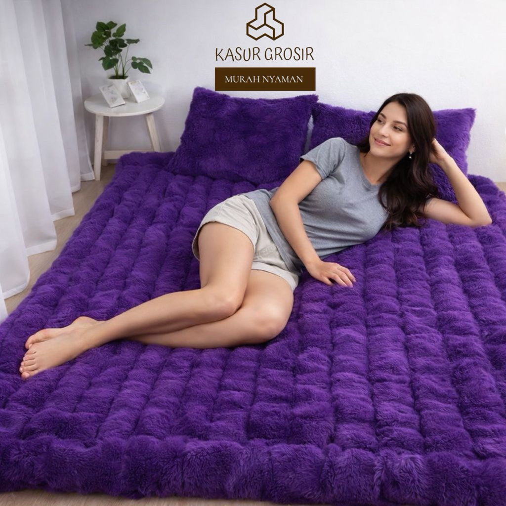 Nunungstore1 Kasur Gender Bulu Rasfur Free 2 Bantal/Kasur Lantai Bulu Tebal Empuk/Kasur Bulu Rasfur