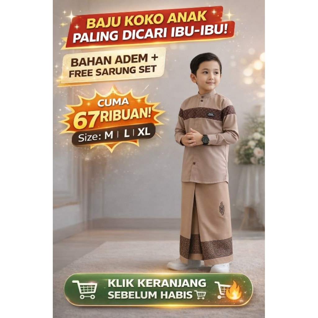 Sarung Koko SARKO Baju Koko Set Sarung Anak Laki-Laki-baju koko anak set sarung/outfit koko anak 1se