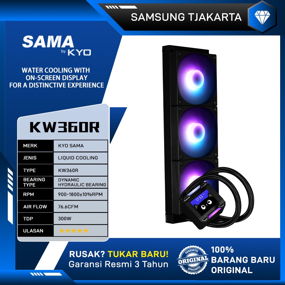 LIQUID COOLING KYO SAMA KW360DR BLACK ARGB AIO 2.4'inch LCD Display Screen Liquid Cooling