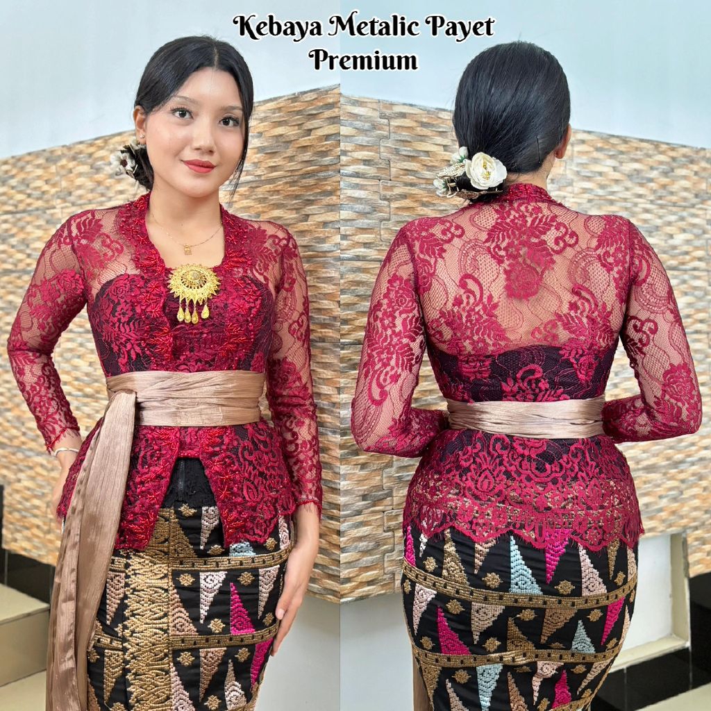 Kebaya payet mutiara brokat metalik