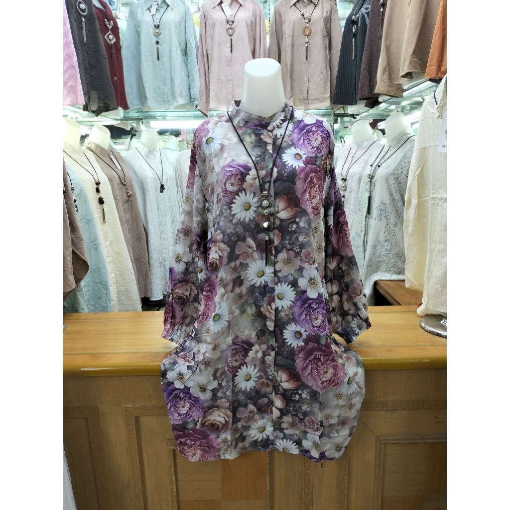 TUNIK KATUN RAYON MOTIF BUNGA BUNGA T 736