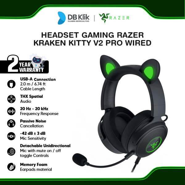 Headset Gaming RAZER Kraken Kitty V2 Pro Wired - Black