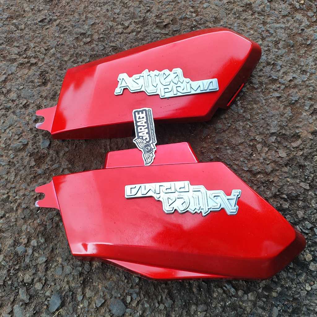 Cover Aki Honda Prima MERAH SET EMBLEM Cover Tutup Dop Aki Body Samping Astrea Prima Set Emblem Astr