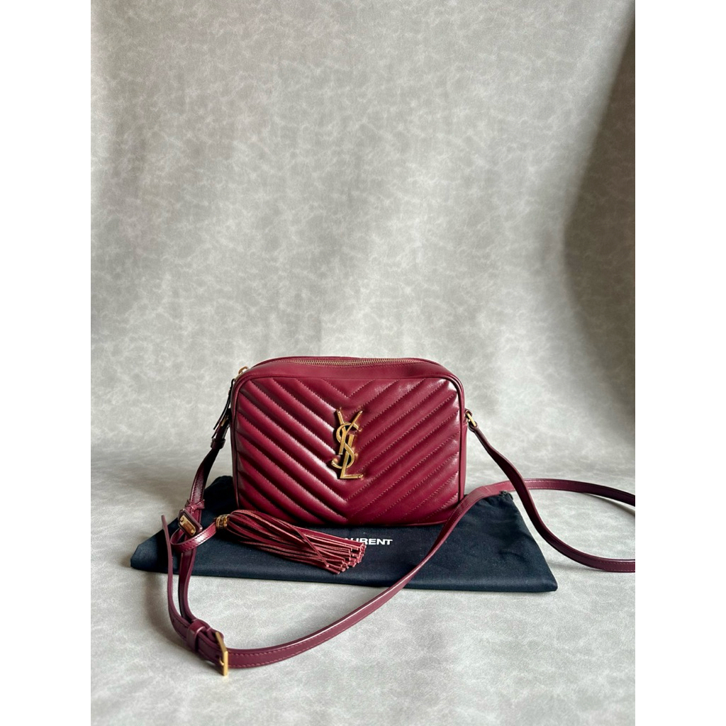 Preloved ysl loulou camera bag burgundy ghw 2019 authentic original cambag saint laurent