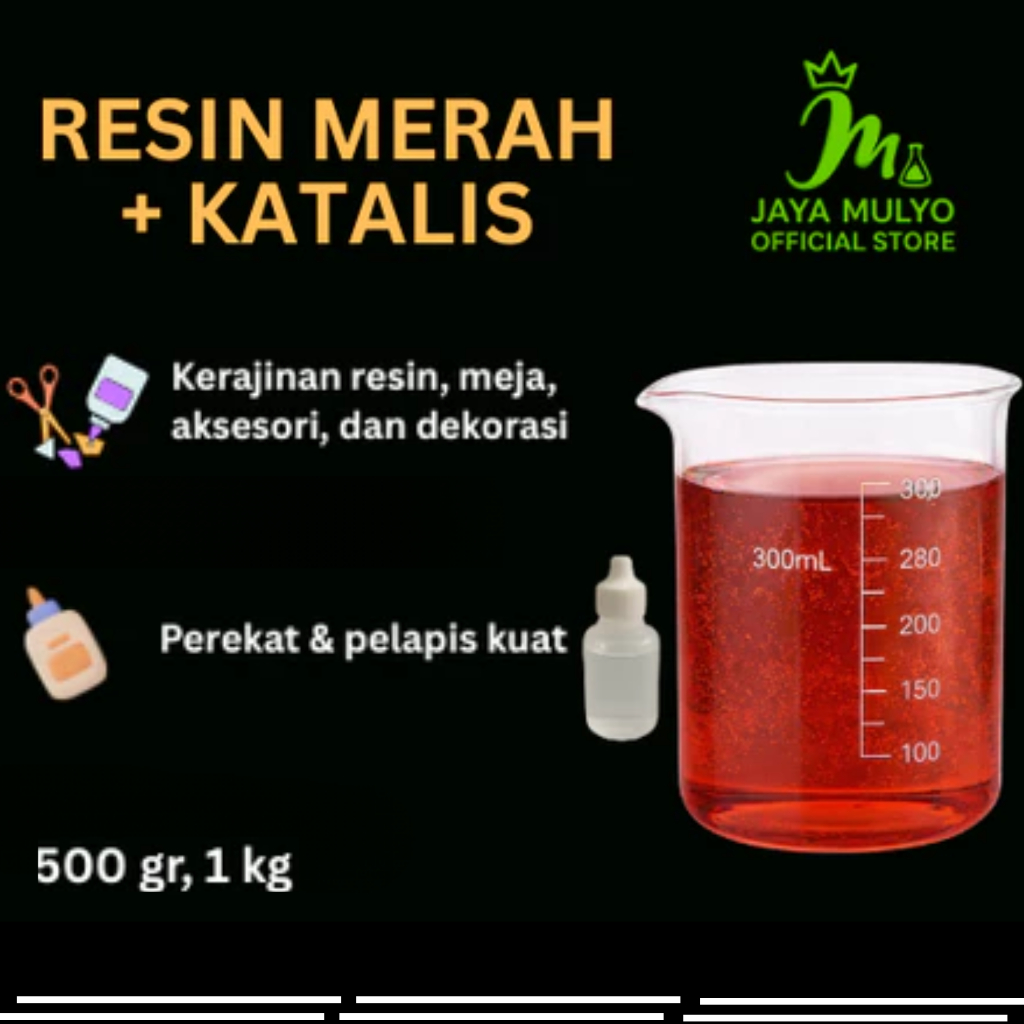 Resin Merah 500 gr + Katalis 15 ml / Paket Resin dan Hardener / Resin Polyester / Resin Dan Katalis
