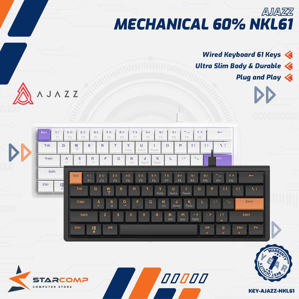 Ajazz X Nacodex NKL61 / NKL-61 Mechanical Gaming Keyboard Wired Low Profile