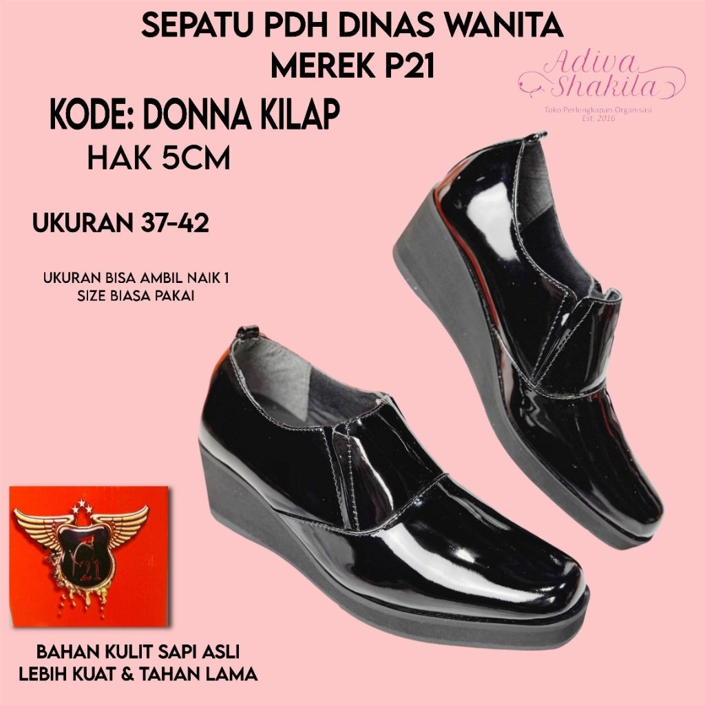 ADIVA - SEPATU PDH DINAS P21 HALFBOTH  | POLWAN/DONNA/KOWAD/KOWAL /WARA/SECWAN | KILAP/DOP 3CM/5CM/7
