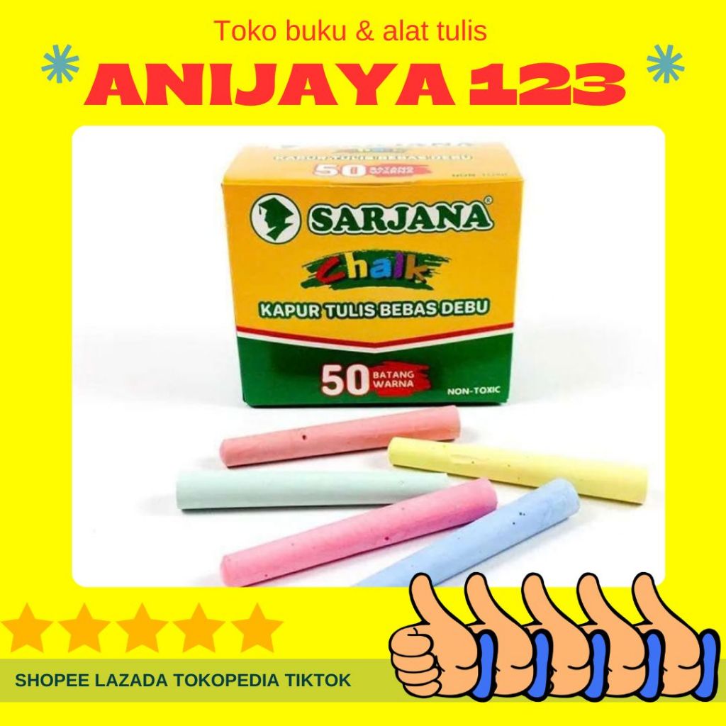 KAPUR TULIS WARNA / KAPUR TULIS BATANG / KAPUR PAPAN TULIS/ KAPUR BERKUALITAS/KAPUR SERBAGUNA (PER P