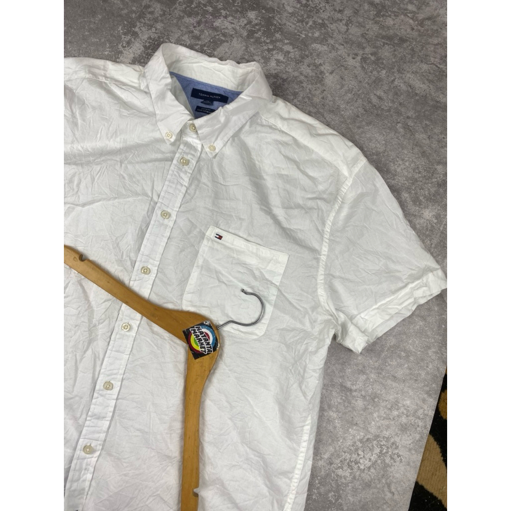 tommy hillfiger original putih short shirt