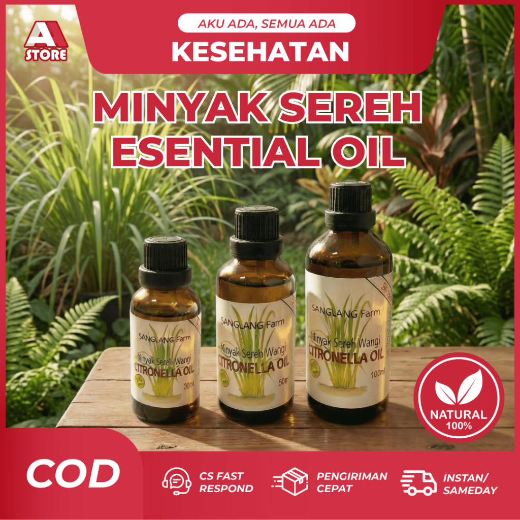 Essential Oil Citronella Minyak Atsiri Sereh Serai Wangi Murni Aromaterapi Diffuser 100 % Asli