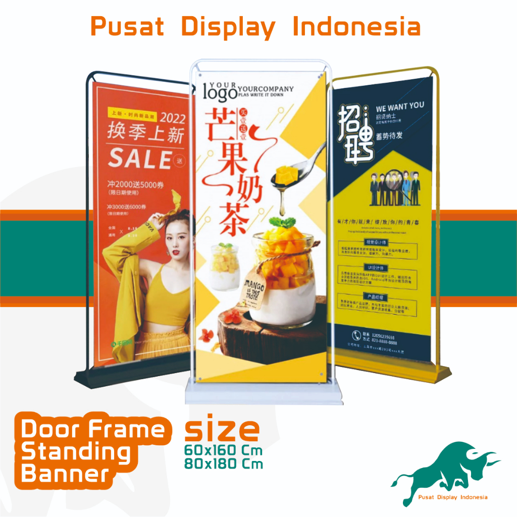 Standing Banner Door Frame  / Stand Tripod Banner Besi / Banner Display Promosi Outdoor Indoor