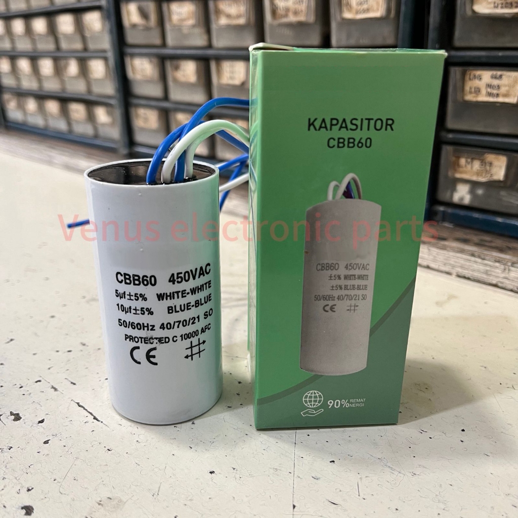 Kapasitor Mesin Cuci CBB60 450V 5+10uf