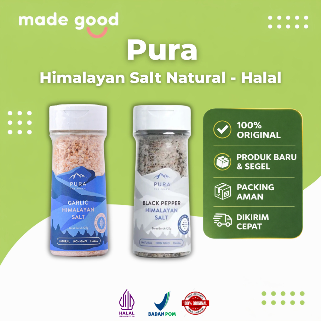 Pura Himalayan Salt 125g Black Pepper / Garlic – Garam Himalaya Seasoning Natural Premium