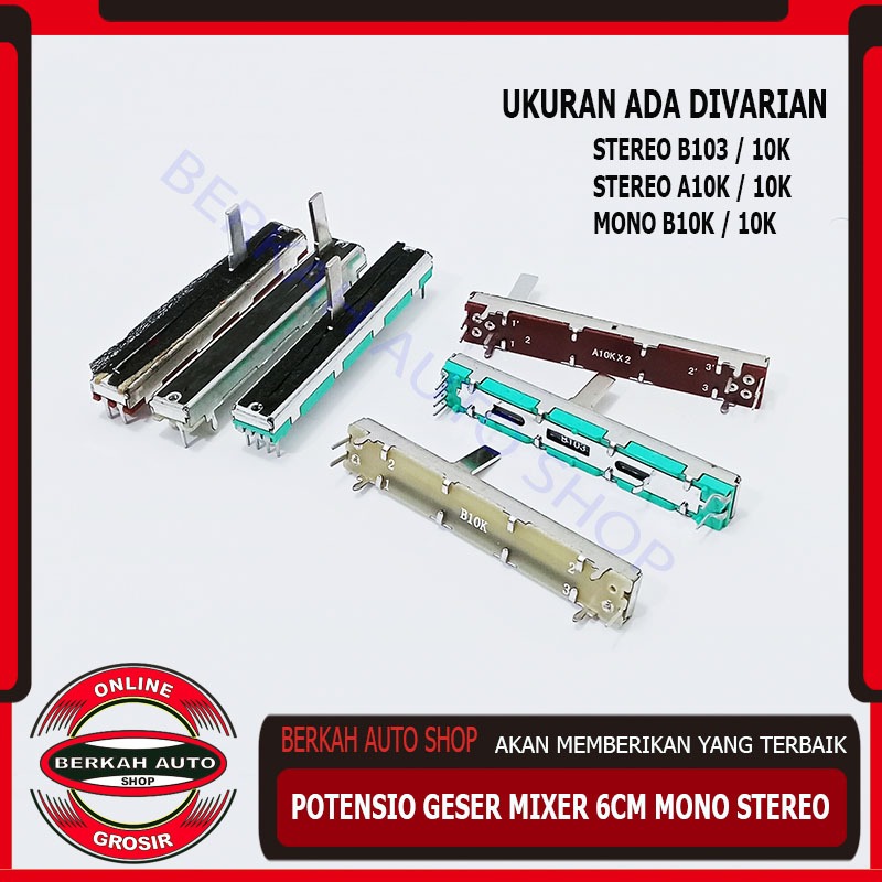 Potensio geser mixer A10K 10k 6cm stereo mono