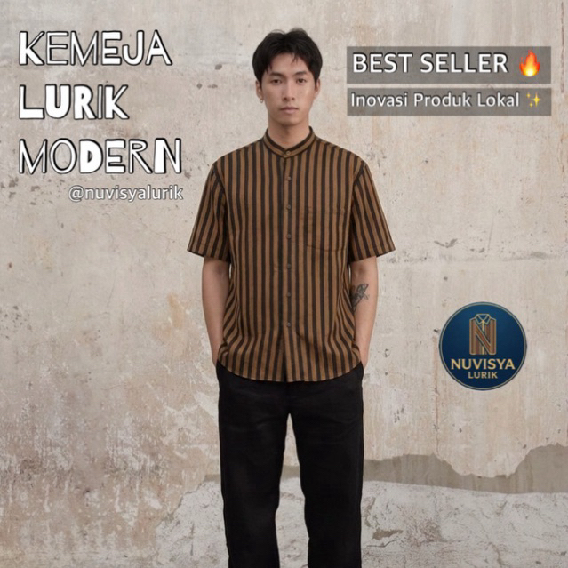 Kemeja Lurik Pria Modern | Baju Koko Lurik Casual Premium | Lengan Panjang / Pendek | kekinian 2026