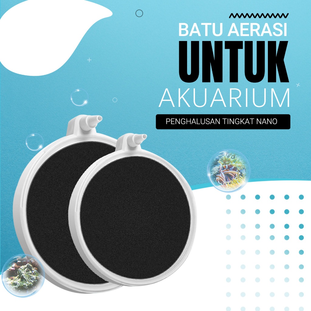 Batu Udara Aquarium Bulat - Alat Gelembung Air Halus Dan Rata