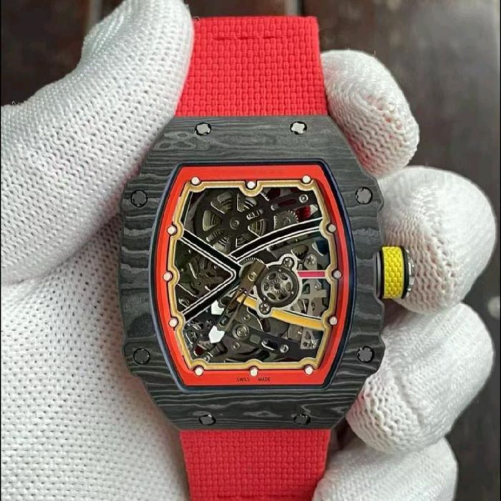 JAM TANGAN RM67-02 CARBON SWISS AUTOMATIC RED JAM TANGAN RM MEWAH TERBARU JAM TANGAN OTOMOTIS KEREN