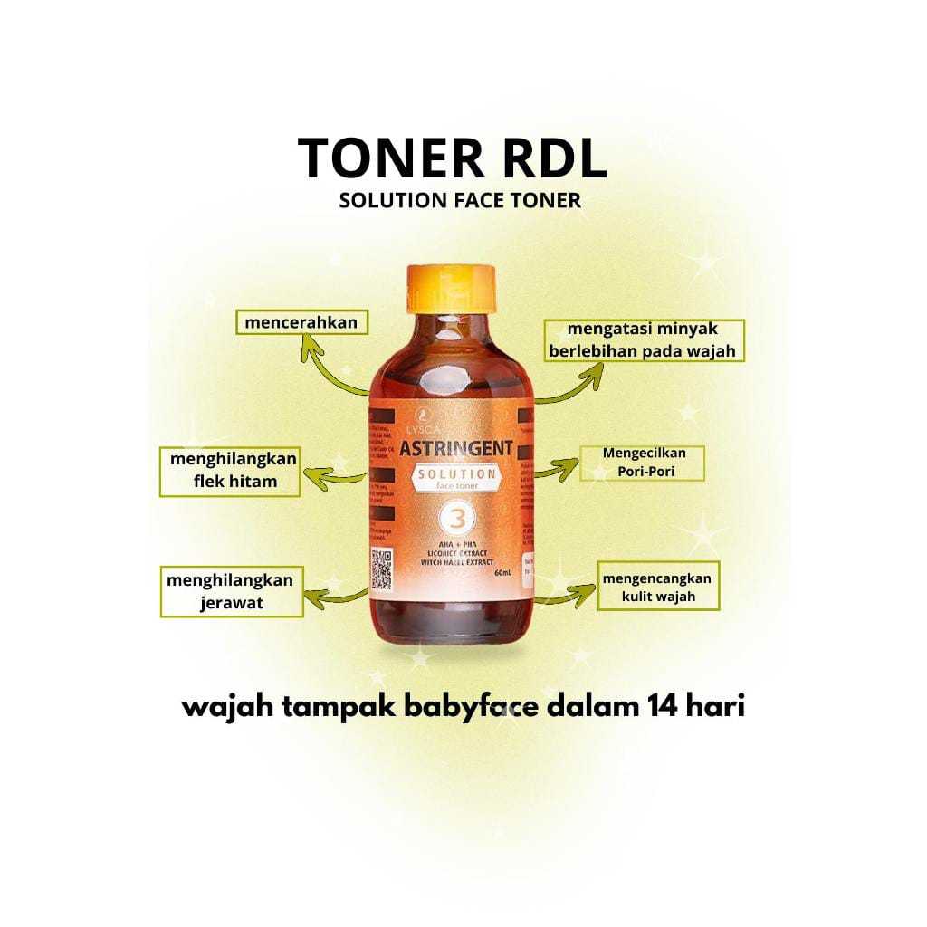 Toner RDL No2 dan No3 Wajah Clariderm RDL Alkohol 60ml - Mencerahkan, Menyeimbangkan pH, Mengecilkan