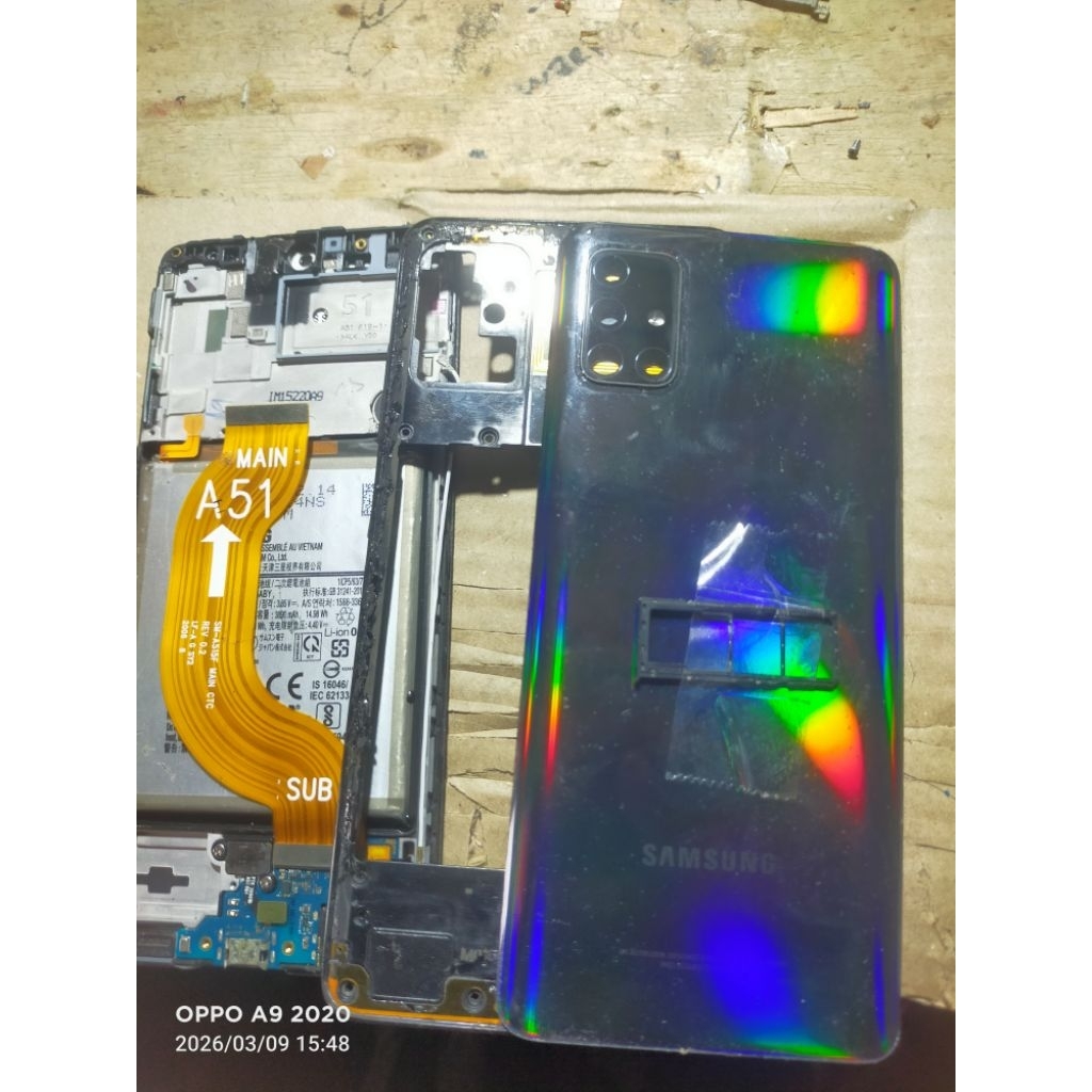 FRAME TATAKAN LCD _ BEZEL _ BATERAI SAMSUNG A51 (SM-A515F) ORIGINAL COPOTAN