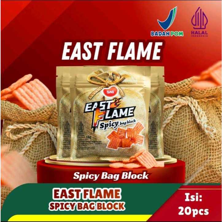East Flame Spicy Bag Block Latiao Rasa Pedas Gurih Manis. Eceran, Halal  BPOM Cocok Cemilan Prakis d
