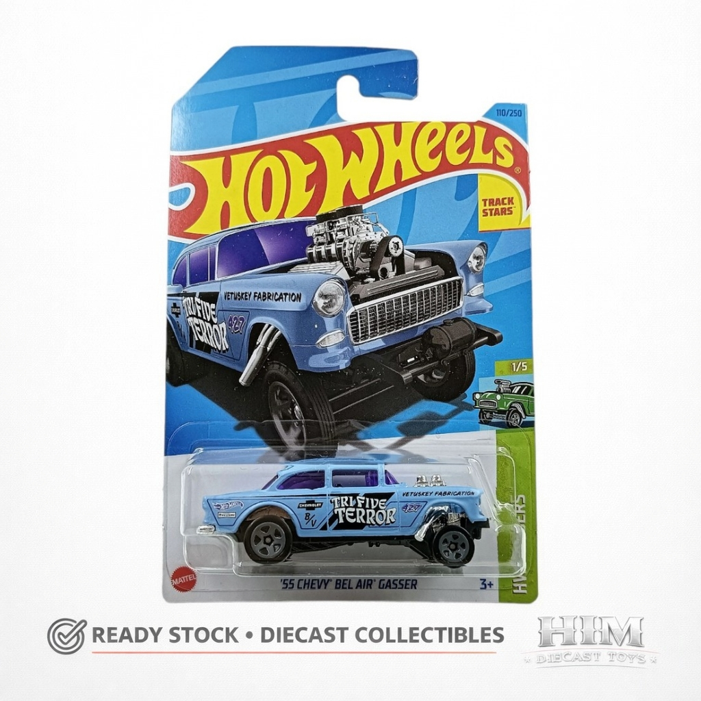 Hot Wheels 55 Chevy Bel Air Gasser Tri Five Terror Biru - K 2023