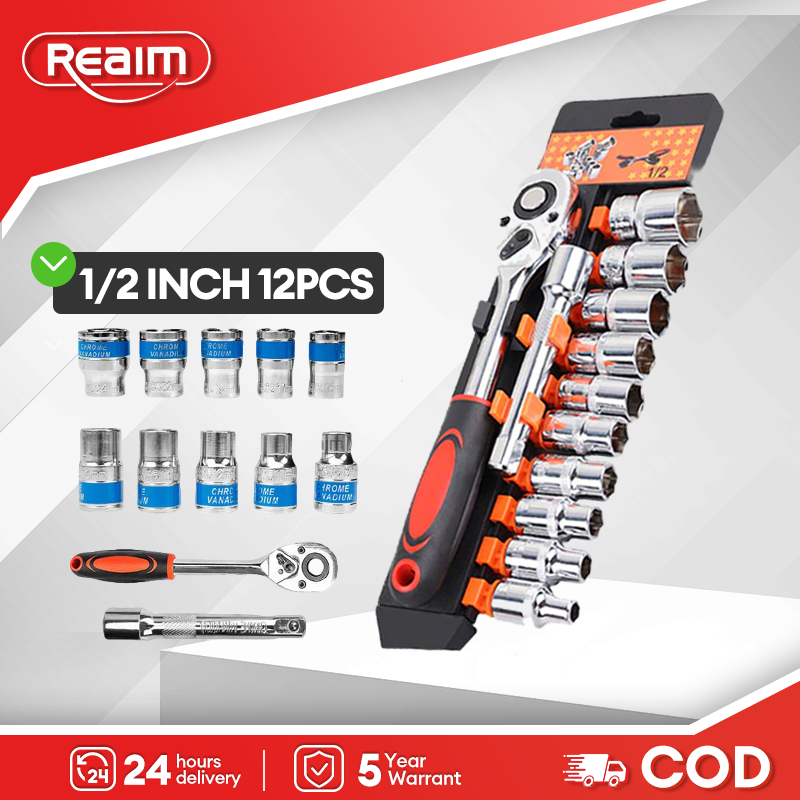 Reaim Kunci Sok 12PCS Kunci Set Lengkap Kunci Set Toolkit Set Tool Box Set Lengkap