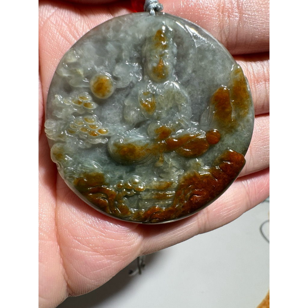 Liontin Giok Multicolor Guan Yin