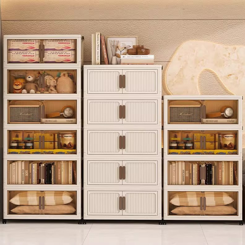 Lemari Plastik Berkapasitas Besar/Tidak Perlu Instalasi Lemari Makanan Minimalis Modern/Rak Estetik 