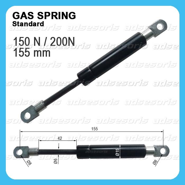 Gas Spring Tekan 155mm 150N / 200N Panjang 155 mm Kekuatan 150 Newton / 200 Newton