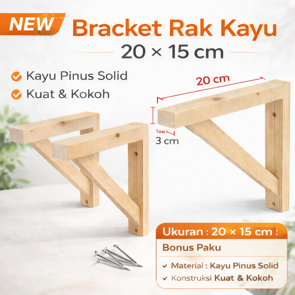 siku ambalan / Siku dinding kayu / penyangga ambalan kayu / rak dinding siku kayu murah