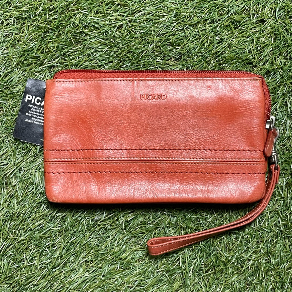 Clutch / Dompet panjang PICARD original genuine leather warna orange