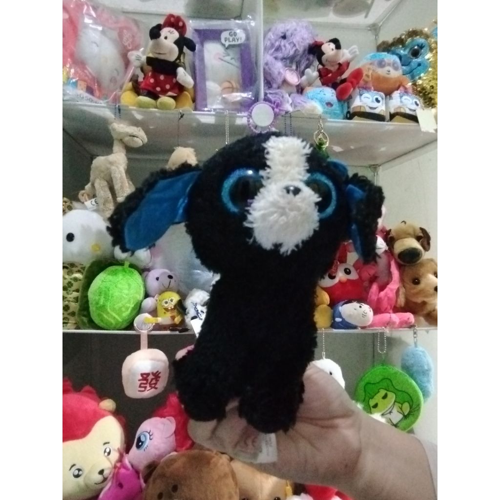 boneka mabel TY anjing hitam.mata gliter