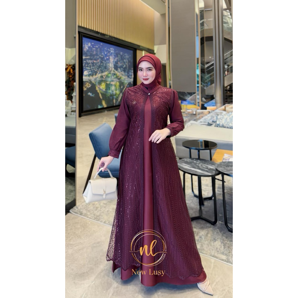 ALORA DRESS BY NEW LUSY siapa kirim cod gamis kekinian