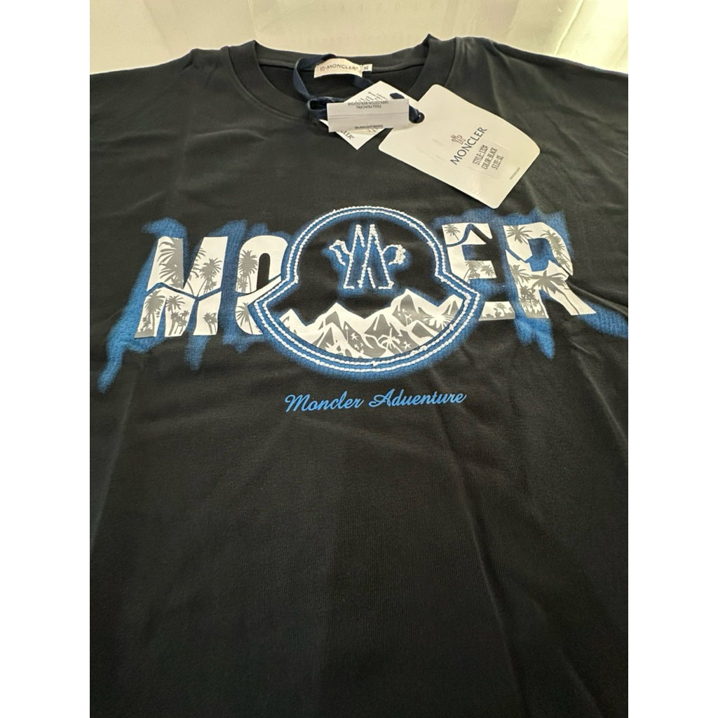Moncler Adventure Graphic T-Shirt Black XL – Luxury Designer Mountain Logo Tee NWT