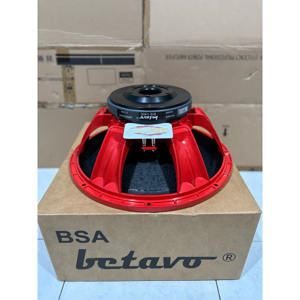 Speaker BETAVO B18-V400 Red series Original 18 inch Sub Low 1000 Watt Coil 4 in Daun Coating tahan a