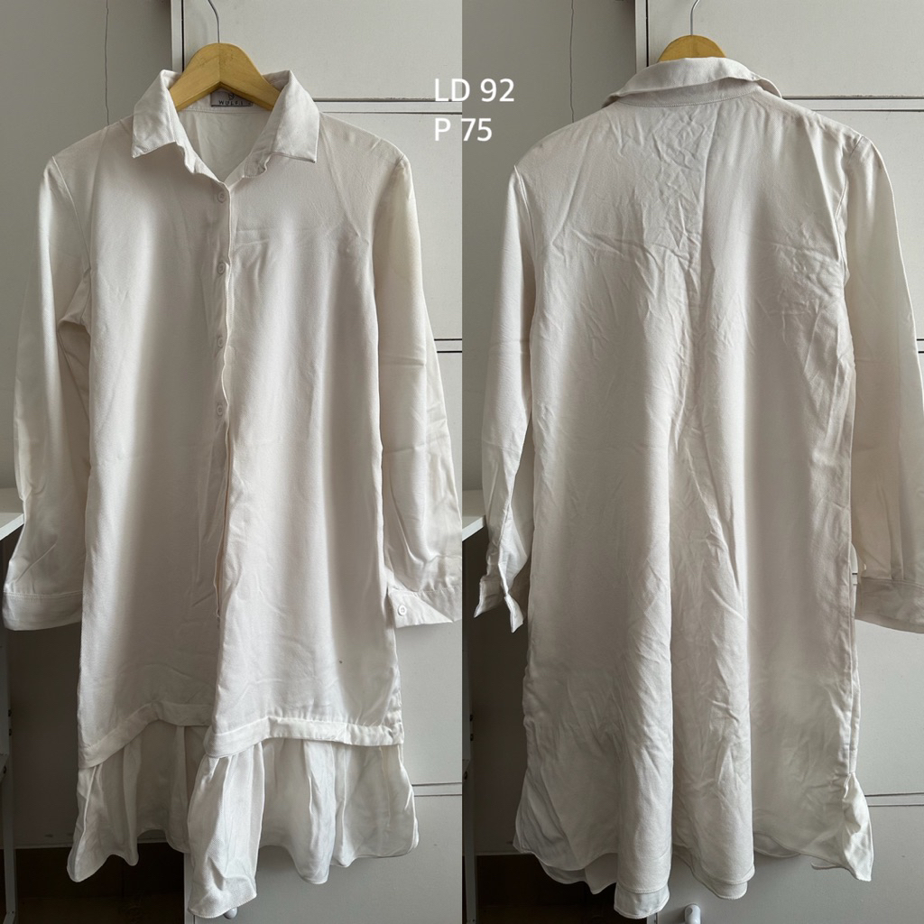 Tunik midi dress putih gamis preloved