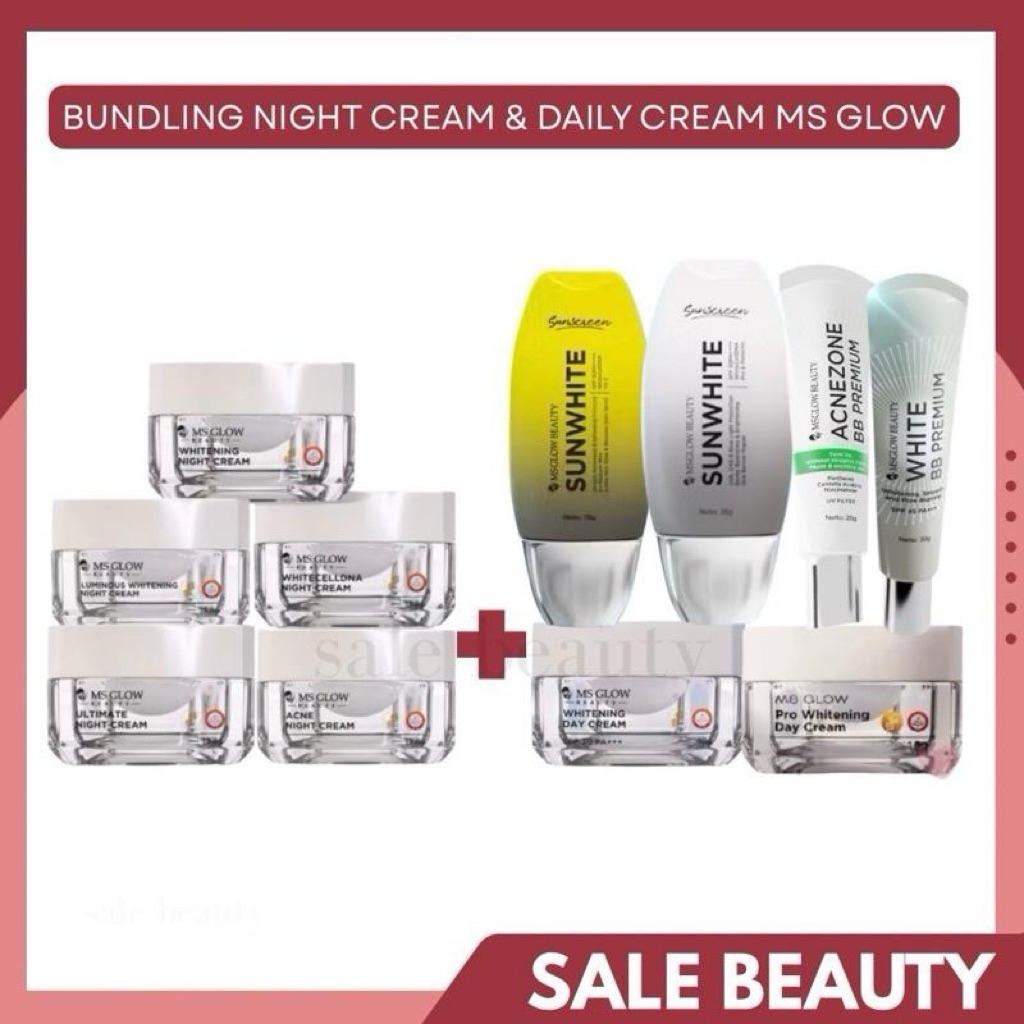 (BUNDLING ISI 2 )CREAM MALAM DAN CREAM SIANG MS GLOW
