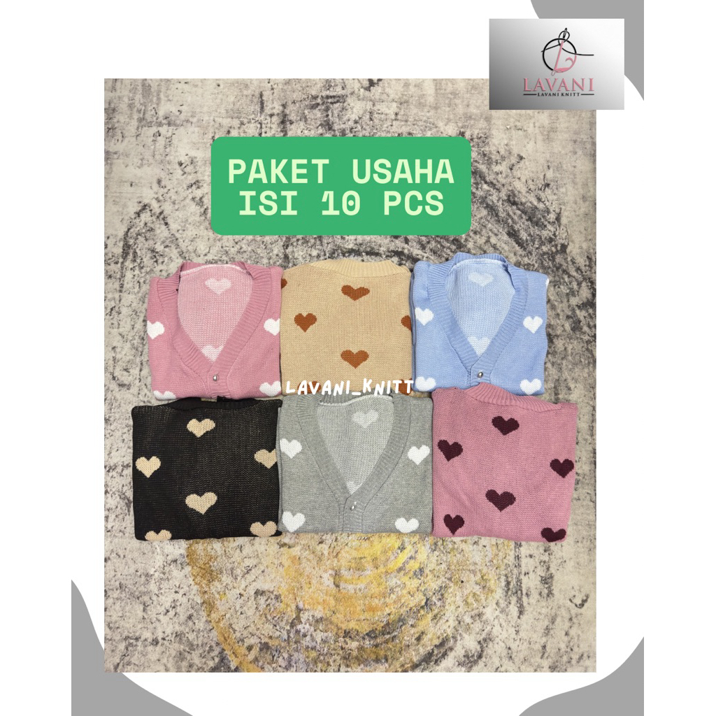 Lavani baju rajut motif love bahan rajut premium