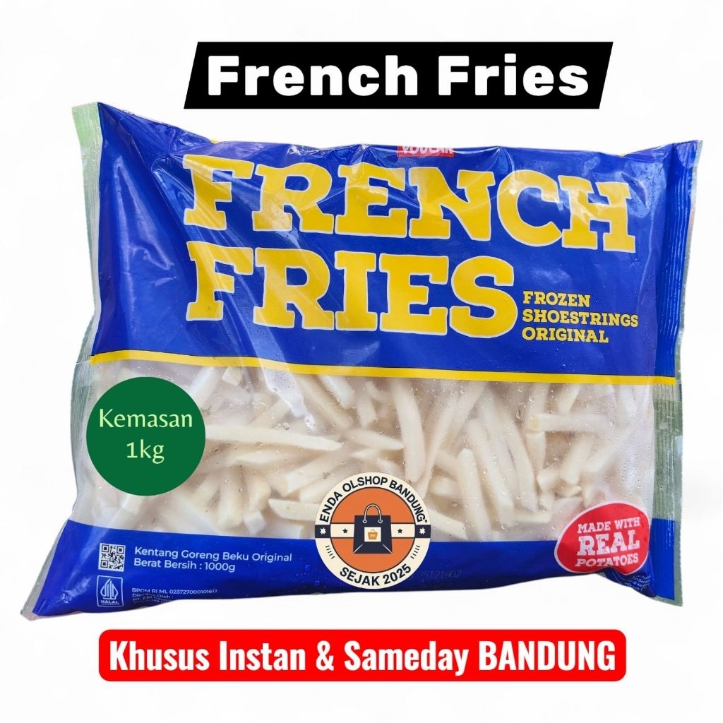 French Fries Frozen Shoestrings Original Kentang Goreng 1kg ( Khusus Instan & Sameday Bandung )
