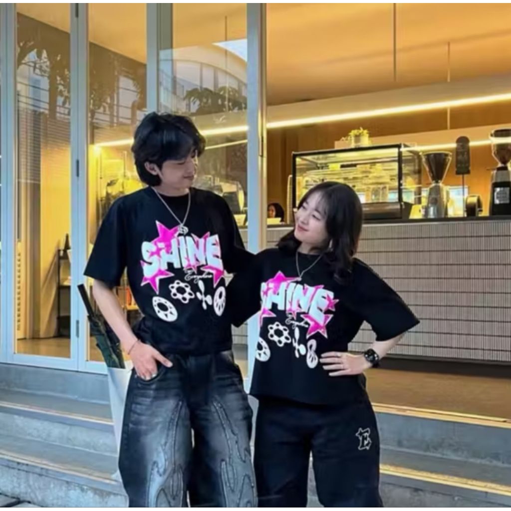 Kaos Shine Everywhere /Baju T-shirt Distro Shine Katun Combed 24s Unisex Premium