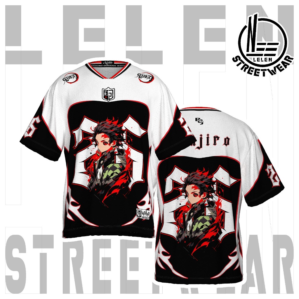 Lelen Jersey Bahan Dryfit Milano Brazil Premium Unisex Anime Demon Slayer Tanjiro Series Boxy | Hock