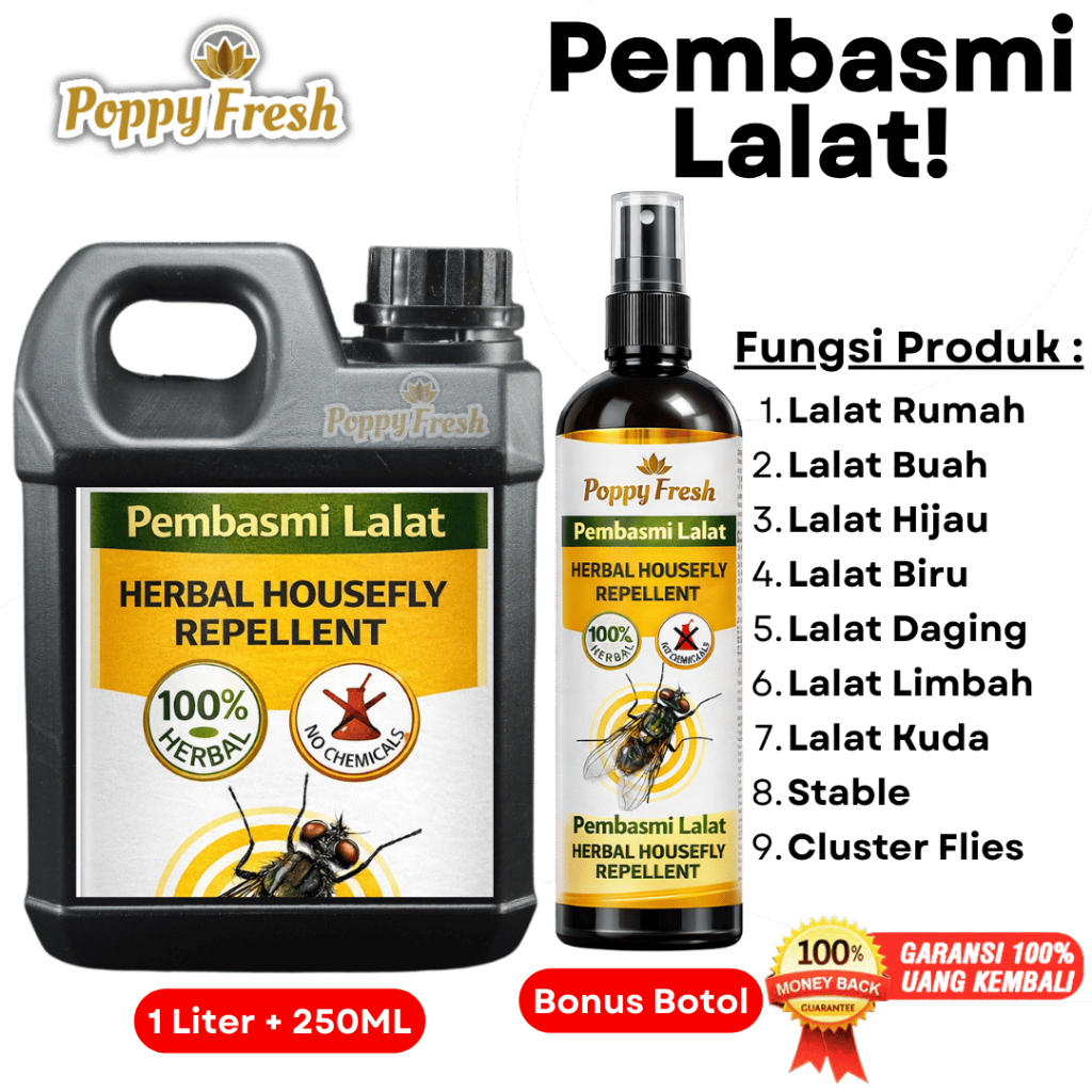 Pembasmi Lalat 1 Liter FREE Botol 250ML Paling Ampuh Super Untuk Rumah Limbah Hewan