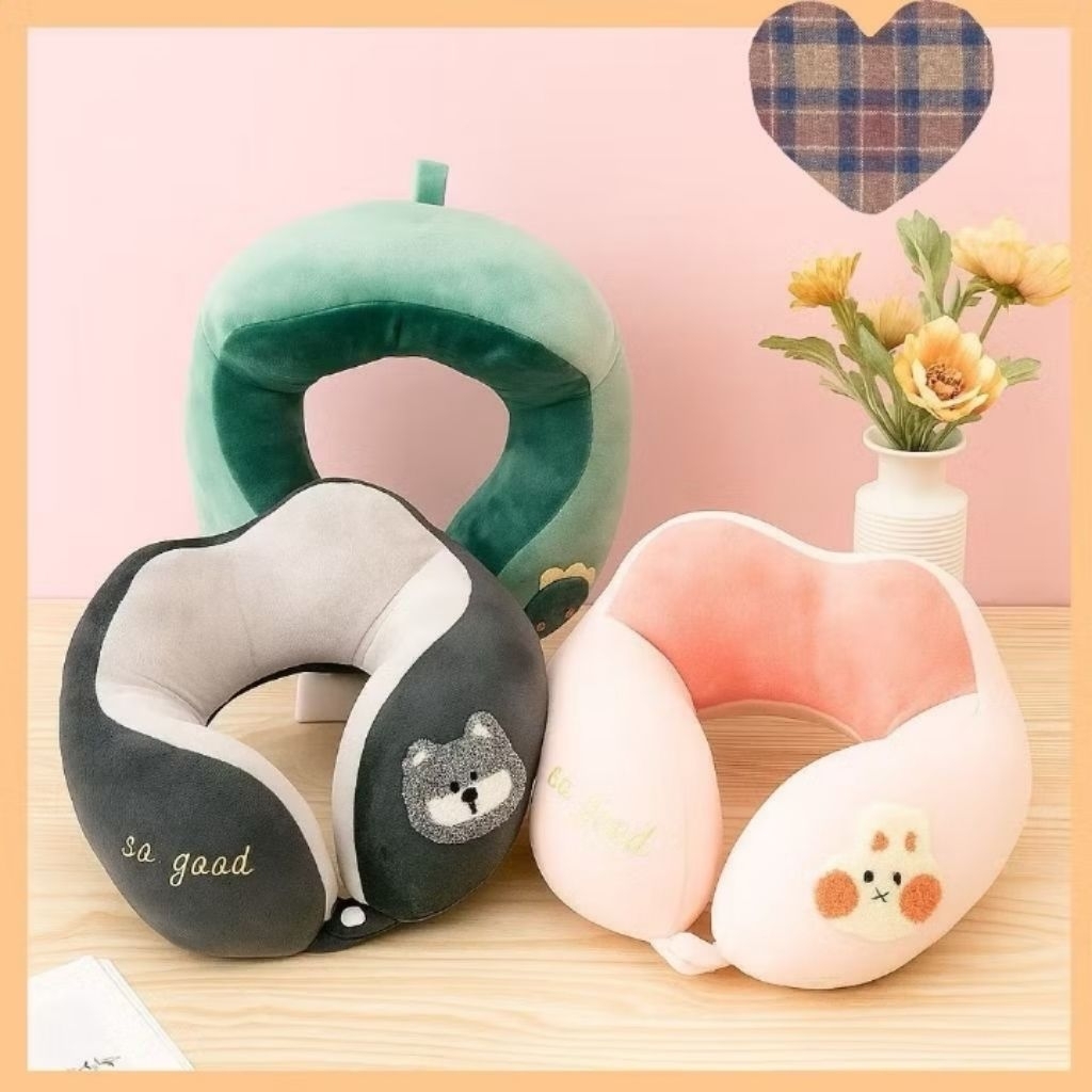 Bantal Leher Dewasa  & Anak Bahan Yelvo Soft Plush Isi Dakron Grade A SNI / Travel Pillow U Shape le