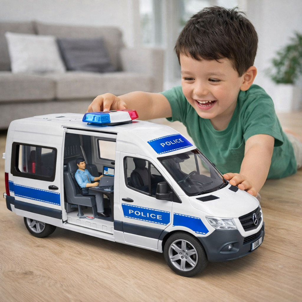 Bruder 2683 MB Sprinter Police Emergency Vehicle with Light & Sound - Mainan Miniatur Mobil Polisi