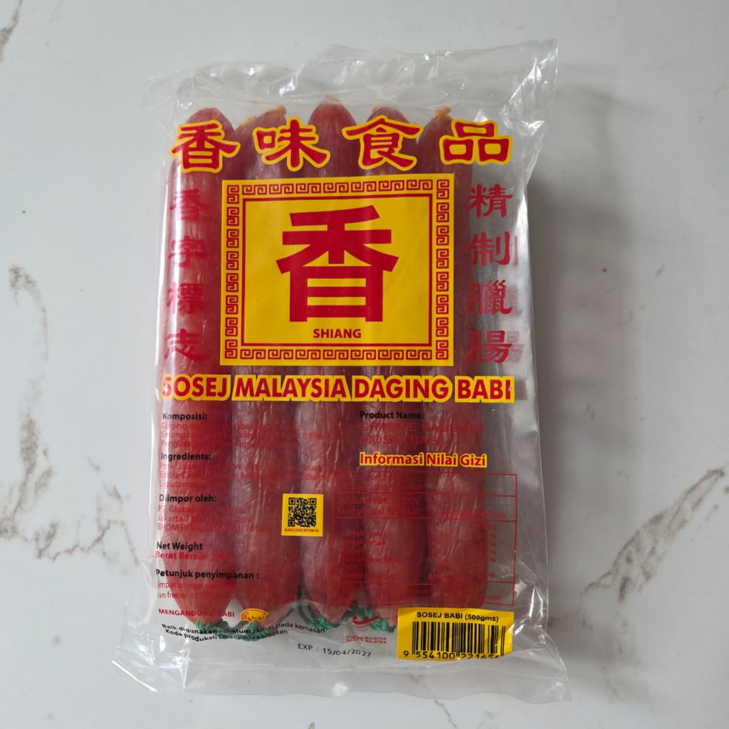 Sosis BABI Malaysia XIANG/Shiang, Lap Ciong Guan Jiang 500 gr, isi 10 bj.