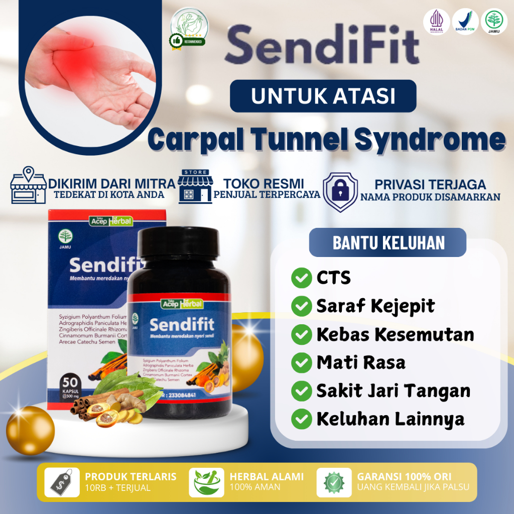 SendiFit Obat CTS Saraf Terjepit Mati Rasa Kesemutan Sakit Jari Tangan 100% Original 50 Kapsul